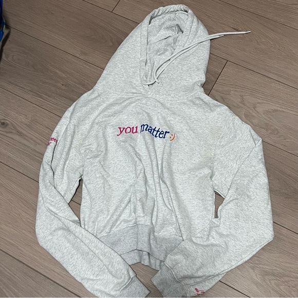 The Mayfair Group You Matter Cropped Hoodie in Ashley Grey Size S/M - Picture 6 of 10